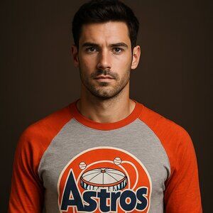 Houston Astros Retro Raglan Baseball Tee – Size L (No Tag)